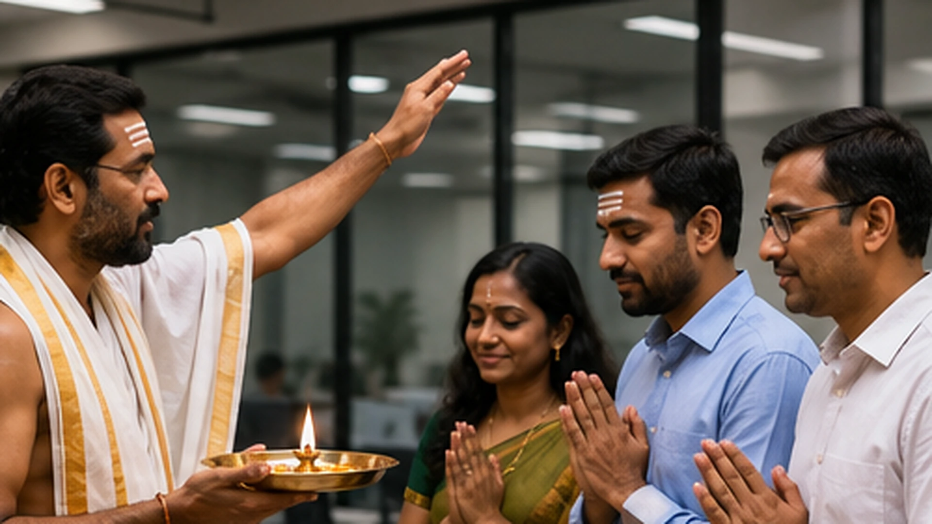 Business Team Blessing Employees