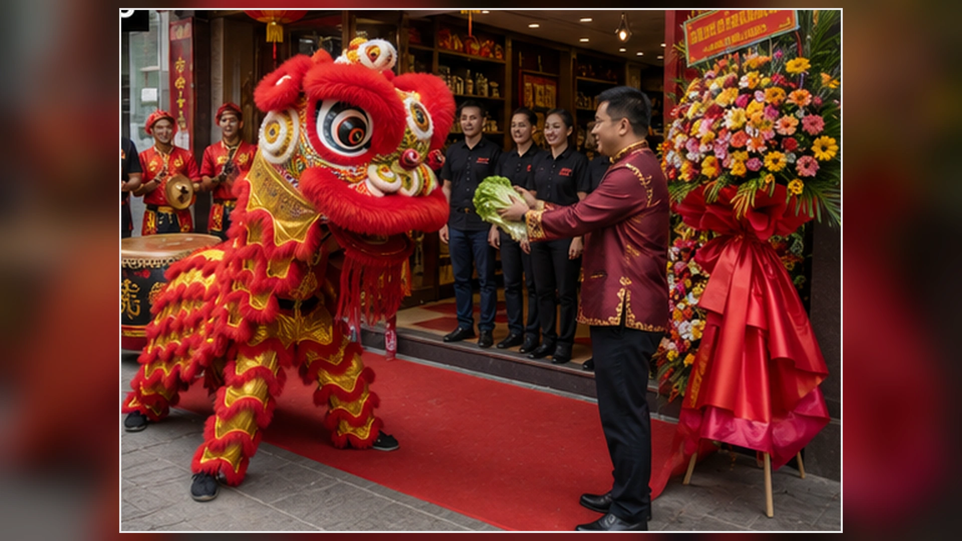 Chinese Lion Dance Business Opening
