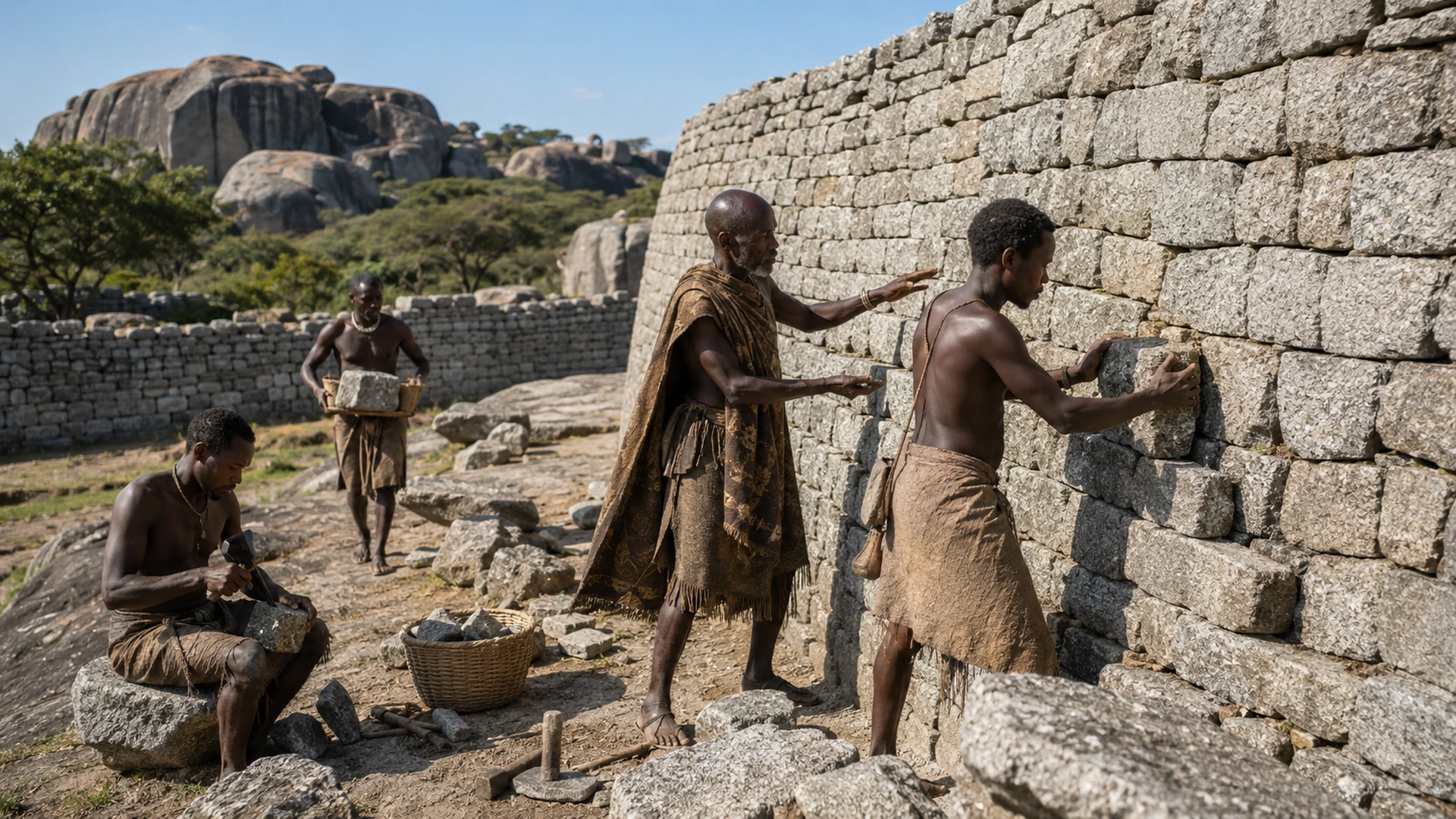 Great Zimbabwe Dry Stone Wall Building