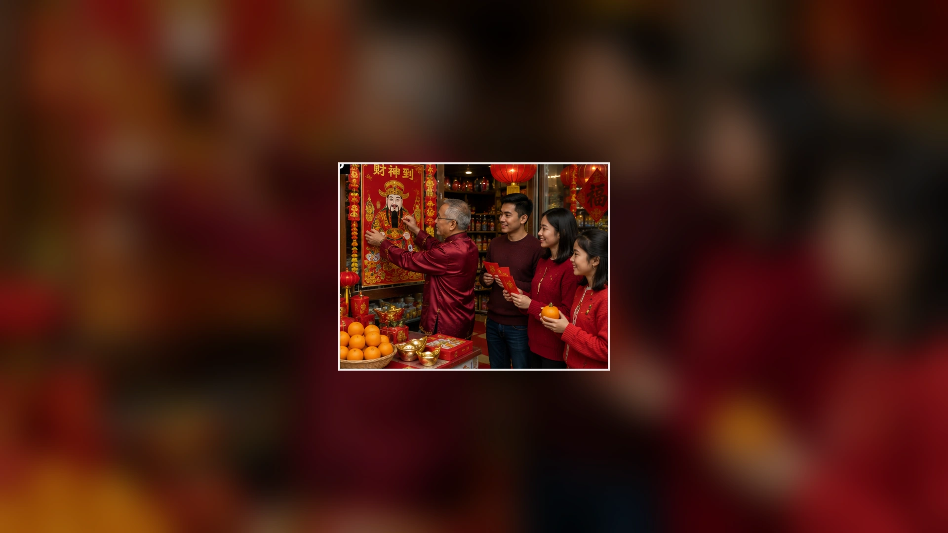 Chinese Wealth Deity Red Envelopes Prosperity