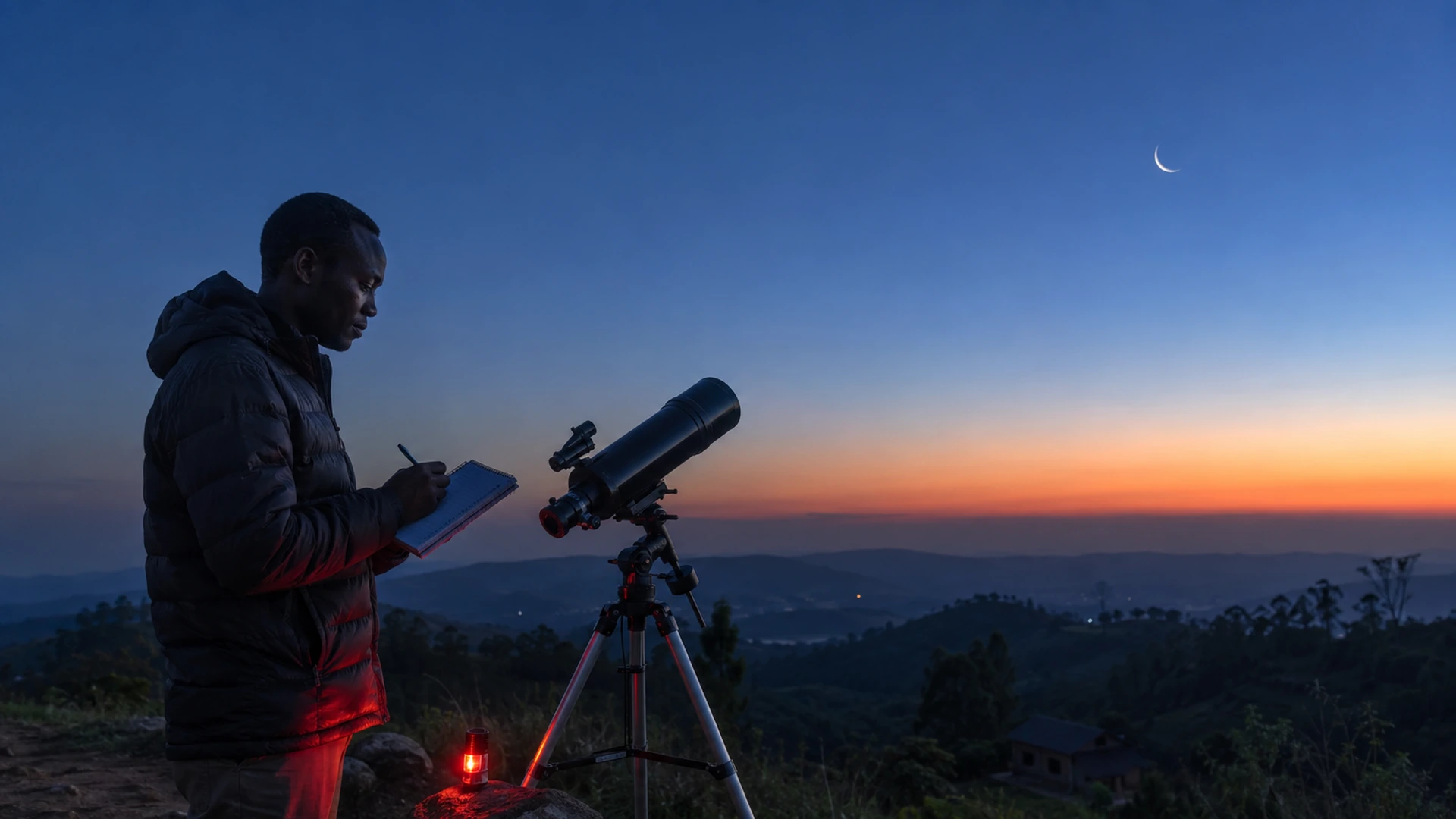 Observing Waxing Crescent Moon Africa